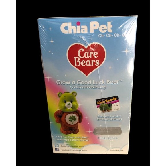 Chia Pet Care Bears Good Luck Bear Decorative Pottery Planter Green NIB Sealed - Picture 8 of 11